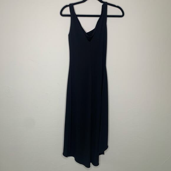 French Curve Black Draped Neck Back V Neck Sz Large - Picture 7 of 10